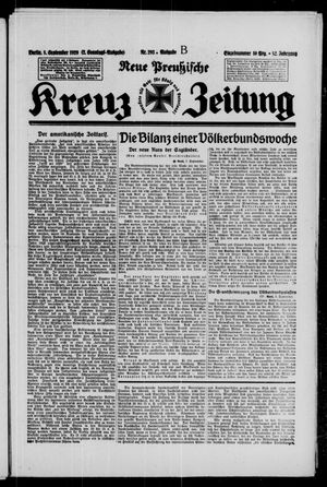 Neue preussische Kreuz-Zeitung vom 08.09.1929