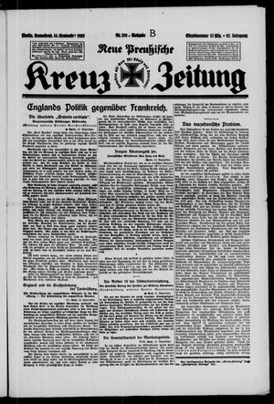 Neue preussische Kreuz-Zeitung vom 14.09.1929
