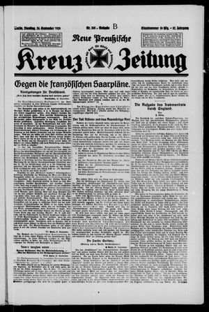 Neue preussische Kreuz-Zeitung vom 24.09.1929