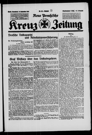 Neue preussische Kreuz-Zeitung vom 28.09.1929