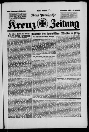 Neue preussische Kreuz-Zeitung vom 10.10.1929