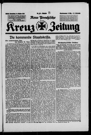 Neue preussische Kreuz-Zeitung on Oct 19, 1929