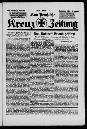 Neue preussische Kreuz-Zeitung vom 24.10.1929