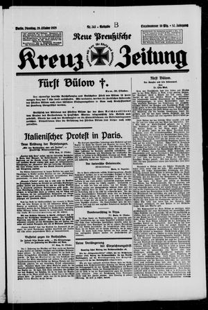 Neue preussische Kreuz-Zeitung vom 29.10.1929