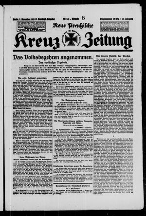 Neue preussische Kreuz-Zeitung on Nov 3, 1929