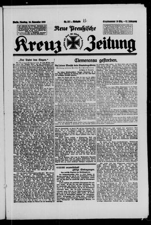 Neue preussische Kreuz-Zeitung vom 26.11.1929