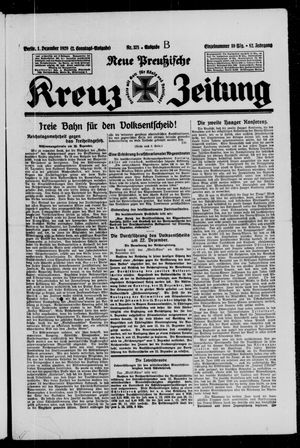 Neue preussische Kreuz-Zeitung vom 01.12.1929