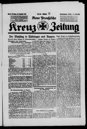 Neue preussische Kreuz-Zeitung vom 10.12.1929