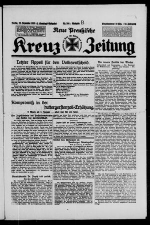 Neue preussische Kreuz-Zeitung vom 22.12.1929