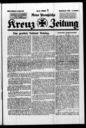 Neue preussische Kreuz-Zeitung vom 16.04.1930
