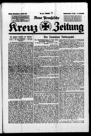 Neue preussische Kreuz-Zeitung vom 24.04.1930