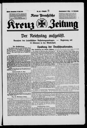 Neue preussische Kreuz-Zeitung vom 19.07.1930