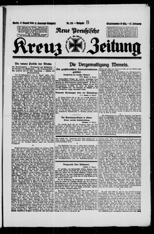 Neue preussische Kreuz-Zeitung vom 17.08.1930