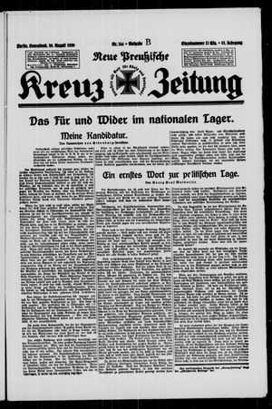 Neue preussische Kreuz-Zeitung vom 30.08.1930