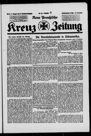 Neue preussische Kreuz-Zeitung vom 31.08.1930