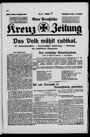 Neue preussische Kreuz-Zeitung vom 16.09.1930