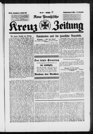 Neue preussische Kreuz-Zeitung vom 18.04.1931