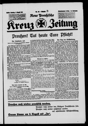 Neue preussische Kreuz-Zeitung vom 09.08.1931