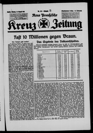 Neue preussische Kreuz-Zeitung vom 10.08.1931