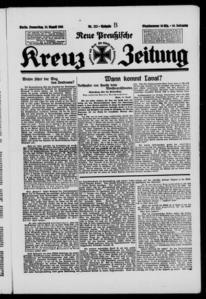 Neue preussische Kreuz-Zeitung vom 13.08.1931