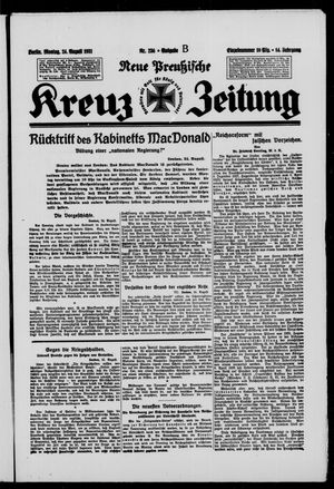 Neue preussische Kreuz-Zeitung on Aug 24, 1931