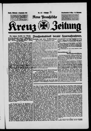 Neue preussische Kreuz-Zeitung vom 09.09.1931