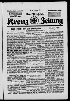 Neue preussische Kreuz-Zeitung vom 10.09.1931