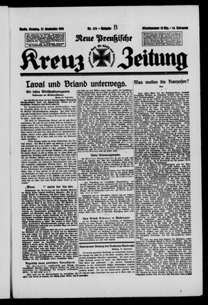 Neue preussische Kreuz-Zeitung vom 27.09.1931