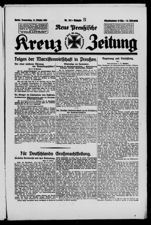 Neue preussische Kreuz-Zeitung vom 22.10.1931