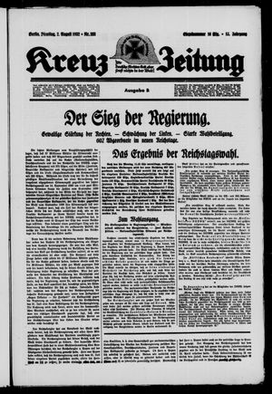 Kreuz-Zeitung vom 02.08.1932