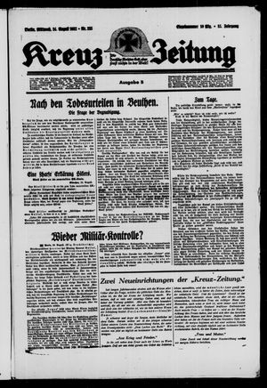 Kreuz-Zeitung vom 24.08.1932