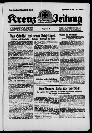 Kreuz-Zeitung vom 27.08.1932