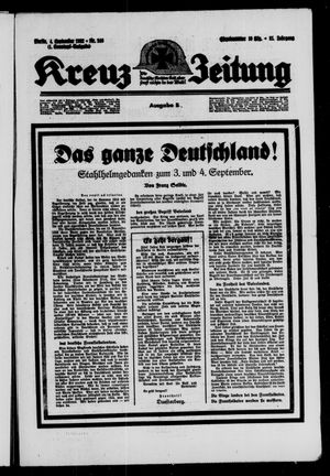 Kreuz-Zeitung vom 04.09.1932