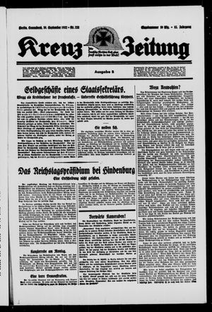 Kreuz-Zeitung vom 10.09.1932