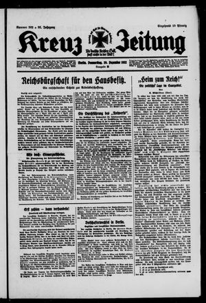 Kreuz-Zeitung vom 29.12.1932