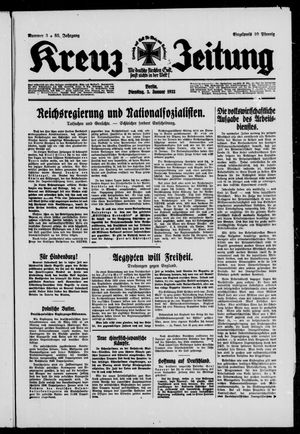 Kreuz-Zeitung vom 03.01.1933