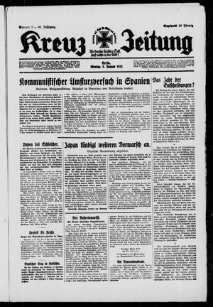 Kreuz-Zeitung vom 09.01.1933