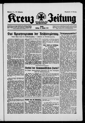 Kreuz-Zeitung vom 13.01.1933