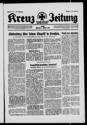 Kreuz-Zeitung vom 08.02.1933