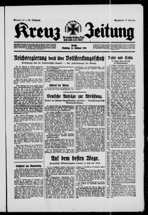 Kreuz-Zeitung vom 14.02.1933
