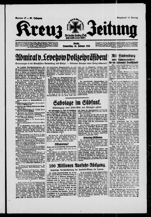 Kreuz-Zeitung vom 16.02.1933