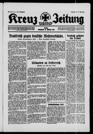 Kreuz-Zeitung vom 18.02.1933