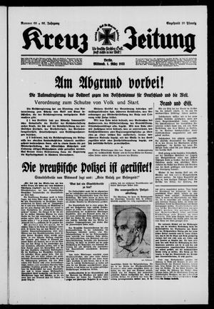 Kreuz-Zeitung vom 01.03.1933