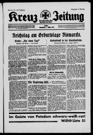 Kreuz-Zeitung vom 04.03.1933