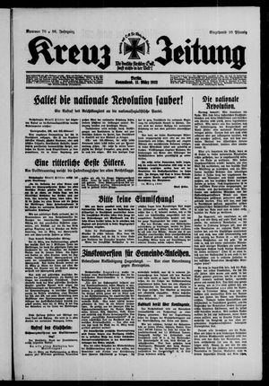 Kreuz-Zeitung vom 11.03.1933