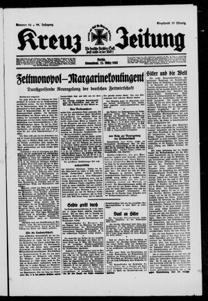 Kreuz-Zeitung vom 25.03.1933