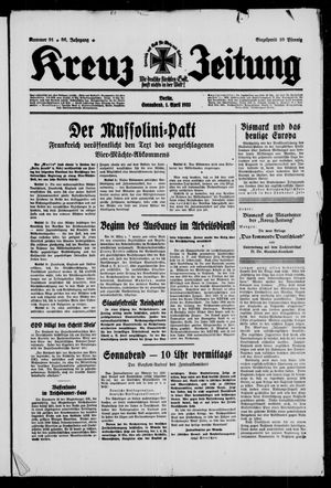 Kreuz-Zeitung vom 01.04.1933
