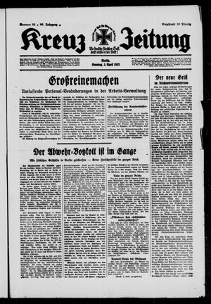 Kreuz-Zeitung vom 02.04.1933