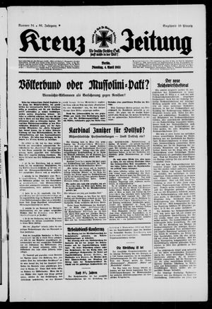 Kreuz-Zeitung vom 04.04.1933