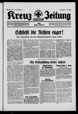 Kreuz-Zeitung vom 07.04.1933